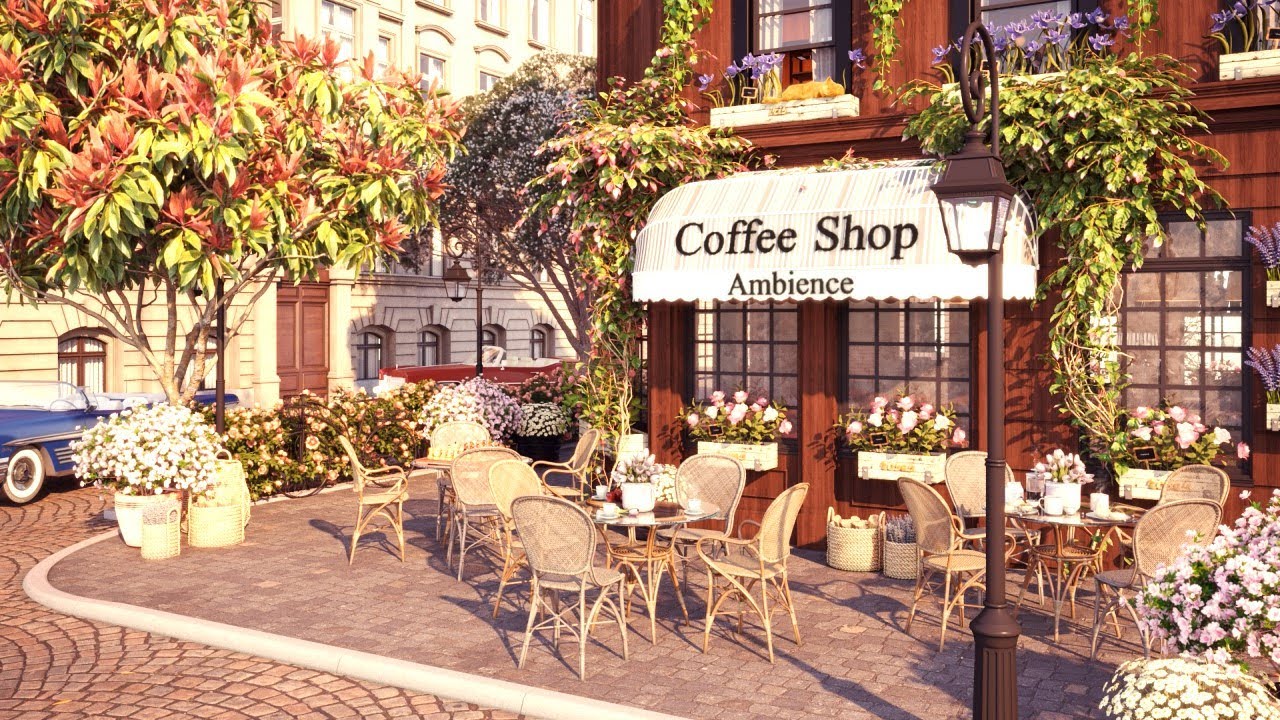 Spring Morning Coffee Shop Ambience with Relaxing Jazz Music