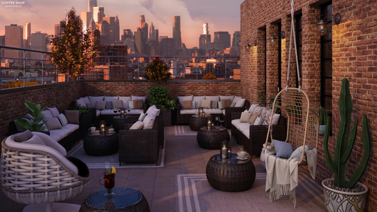 Autumn Rooftop Coffee Shop Ambience - Relaxing Jazz Music for Autumn/Fall