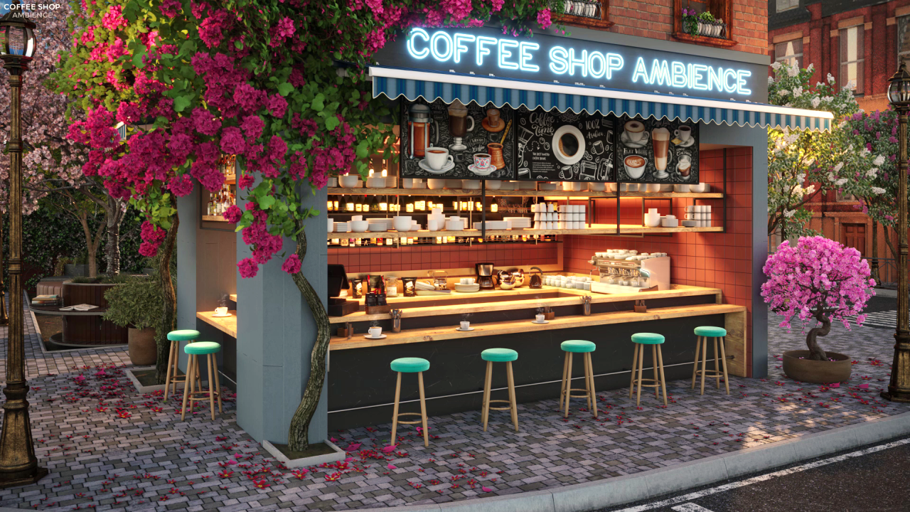 Spring Coffee Shop Ambience & Relaxing Jazz Instrumental Music - Smooth Jazz Music to Relax, Study, Work