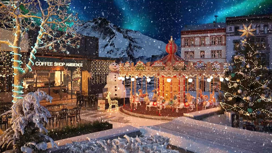 Christmas Music in the Coffee Shop Ambience | Smooth Christmas Jazz Music and Snowfall